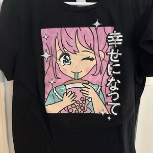 Kids Graphic Tee with Pink Anime Design